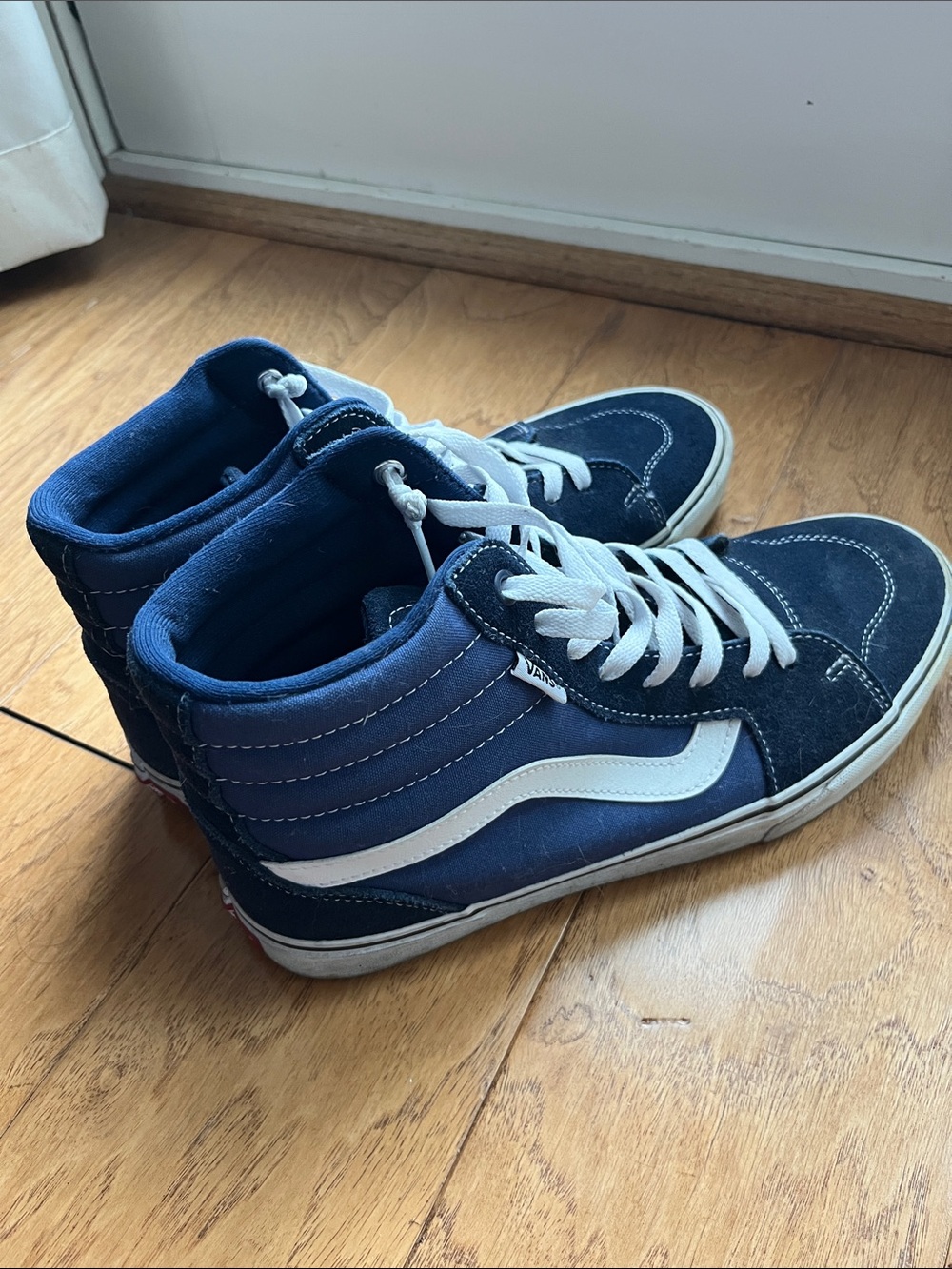 Vans Navy and White High-Top Skate Sneakers
